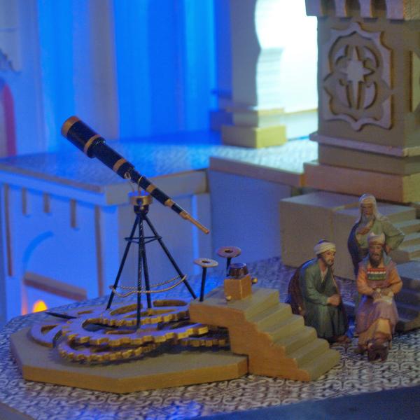Los tres Reyes Magos con un telescopio