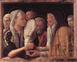 La pesentación de Jesús en el templo de Andrea Mantegna, año 1454 aprox.