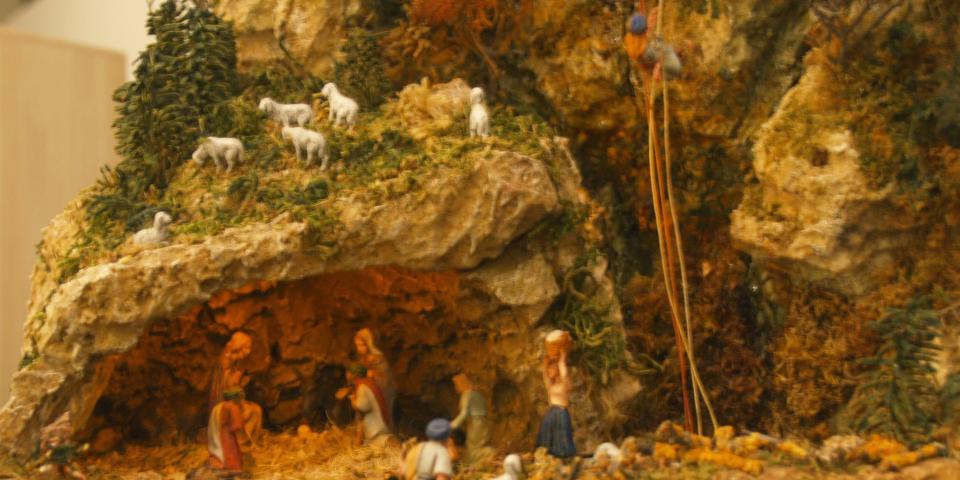 Adoración de los pastores en el monte con escaladores