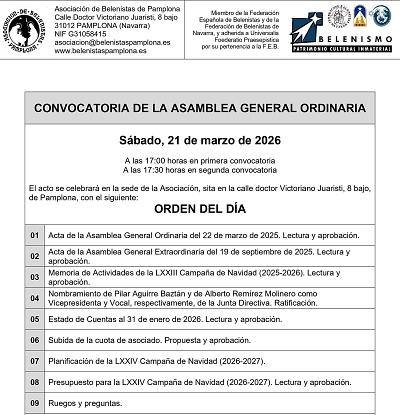 Convocatoria a la Asamblea General de Socios, 21-03-2026