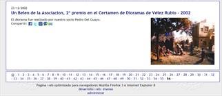 Primera noticia subida a la web, 23/12/2002